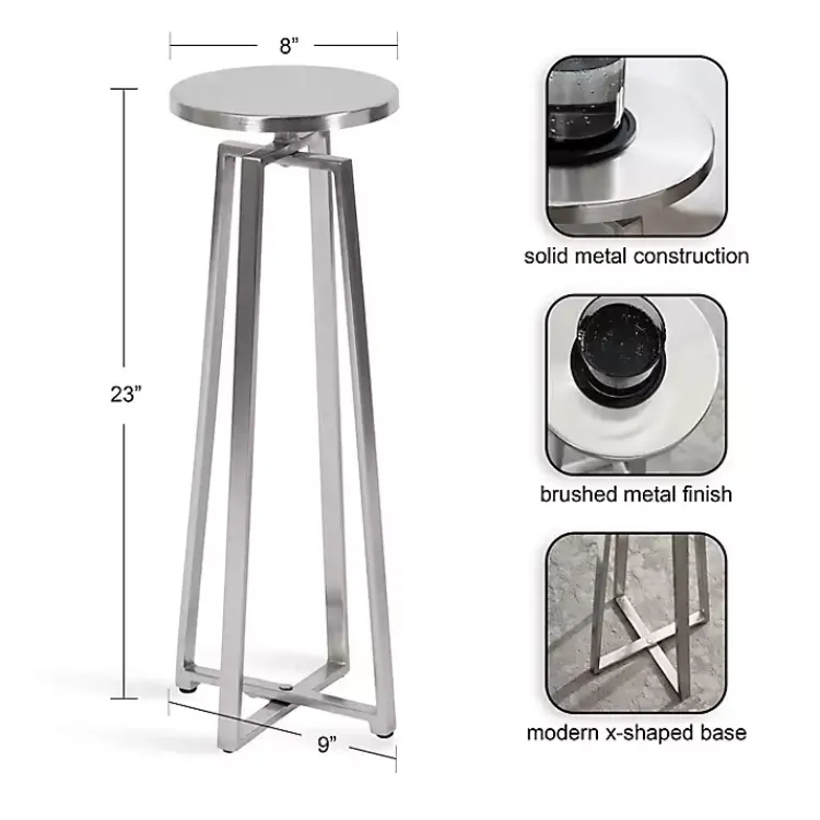 Kirklands Home Accent & End Tables|Round Zia Metal Accent Table Silver