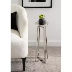 Kirklands Home Accent & End Tables|Round Zia Metal Accent Table Silver
