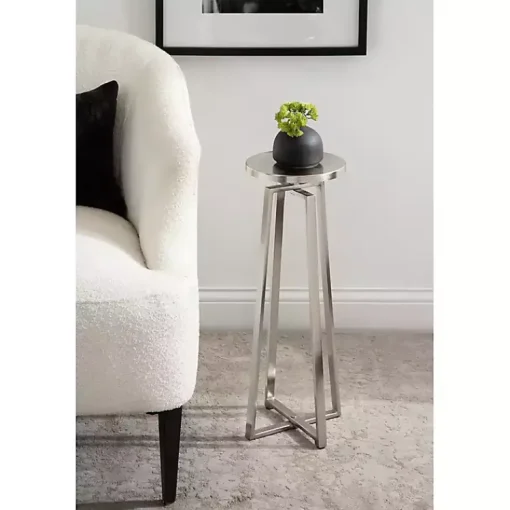 Kirklands Home Accent & End Tables|Round Zia Metal Accent Table Silver