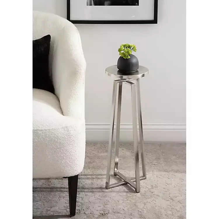 Kirklands Home Accent & End Tables|Round Zia Metal Accent Table Silver