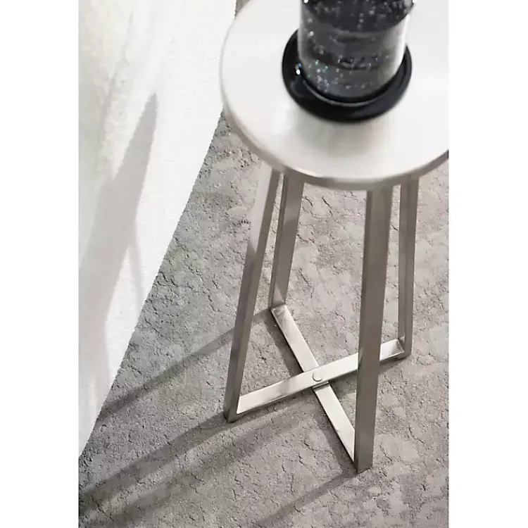 Kirklands Home Accent & End Tables|Round Zia Metal Accent Table Silver