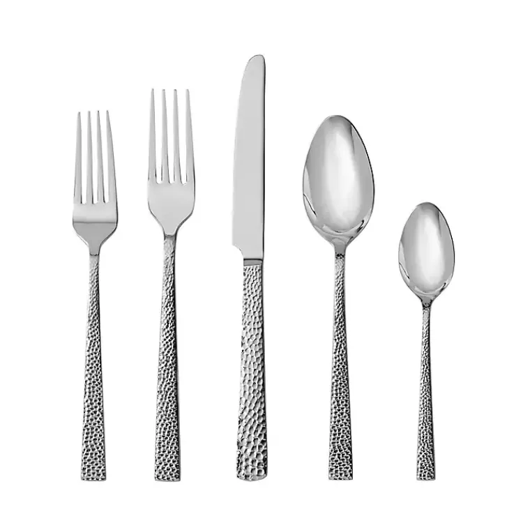 Kirklands Home Flatware & Cutlery|Rover Silver Hammered 20-pc. Flatware Set