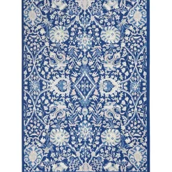 Kirklands Home Area Rugs|Royal Blue Floral Motif Area Rug, 5x7