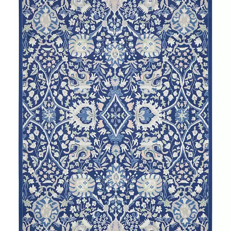 Kirklands Home Area Rugs|Royal Blue Floral Motif Area Rug, 7x10