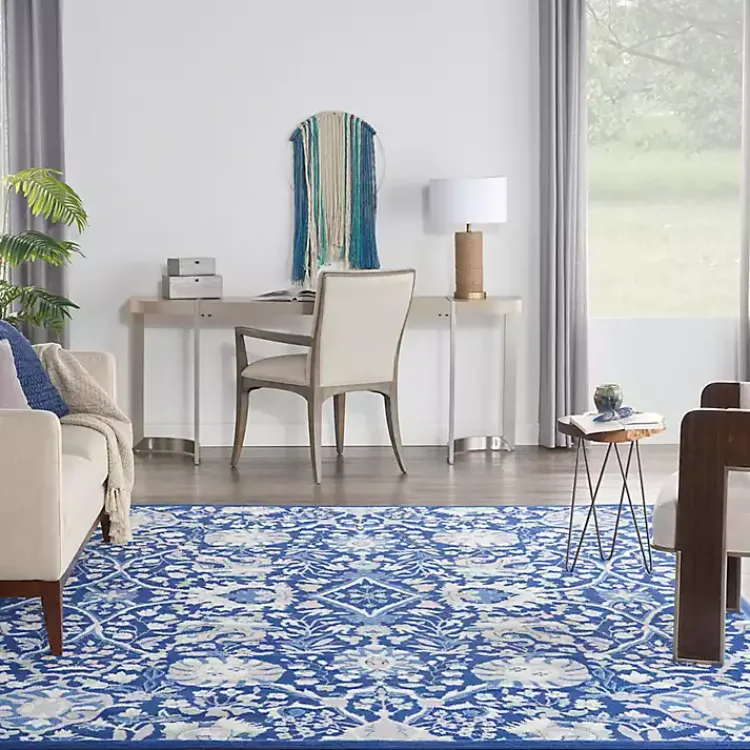 Kirklands Home Area Rugs|Royal Blue Floral Motif Area Rug, 7x10