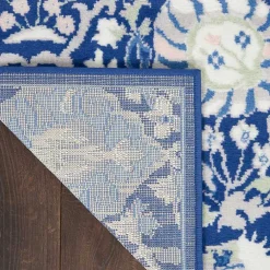 Kirklands Home Area Rugs|Royal Blue Floral Motif Area Rug, 8x10