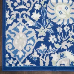 Kirklands Home Area Rugs|Royal Floral Motif Runner Blue