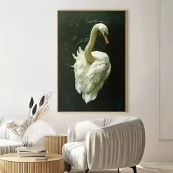 Kirklands Home Canvas Art|Royal Swan Framed Canvas Art Print