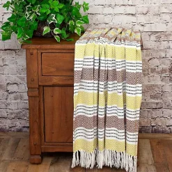 Discount Rust and Neon Herringbone Multi Striped Throw Blankets & Throws