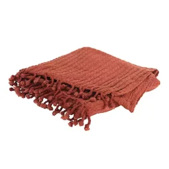 Sale Rust Cable Knit Tassel Throw Blankets & Throws