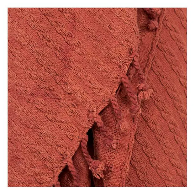 Sale Rust Cable Knit Tassel Throw Blankets & Throws
