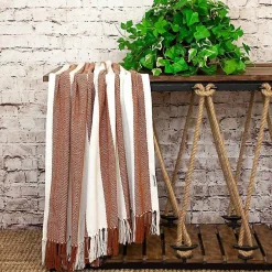 Outlet Rust Chalet Striped Fringe Throw Blankets & Throws