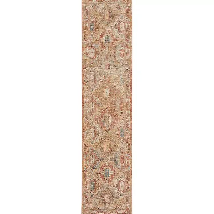 Kirklands Home Area Rugs|Rust Distressed Multi Medallion Runner, 2x10