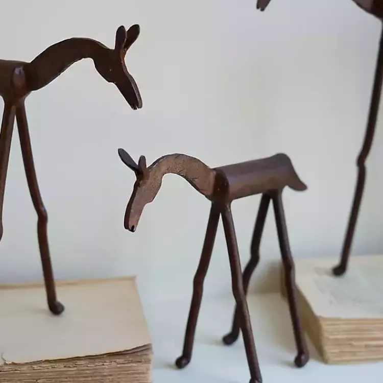 Rust Forged Iron Horse Figurines, Set of 3 Statues & Figurines