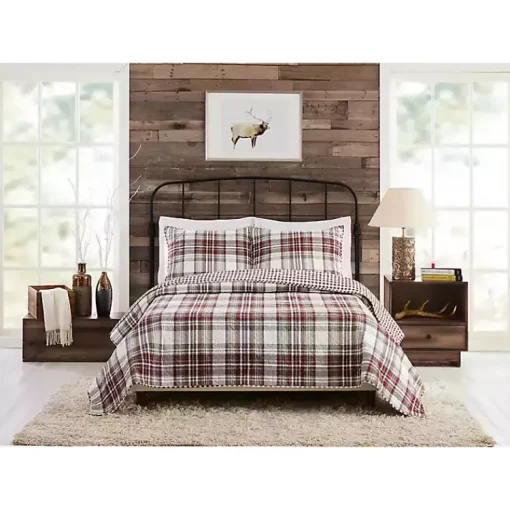 Kirklands Home Quilts|Rust Plaid Camden Full/Queen 3-pc. Quilt Set