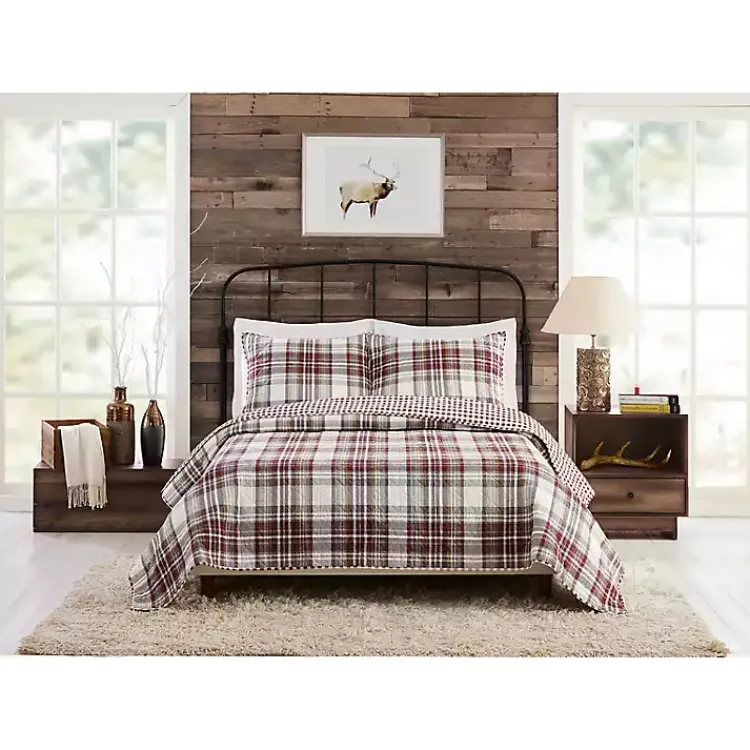Kirklands Home Quilts|Rust Plaid Camden King 3-pc. Quilt Set