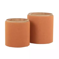 Kirklands Home Benches & Ottomans|Rust Upholstered Ottomans with Tray Tops, Set of 2 Orange