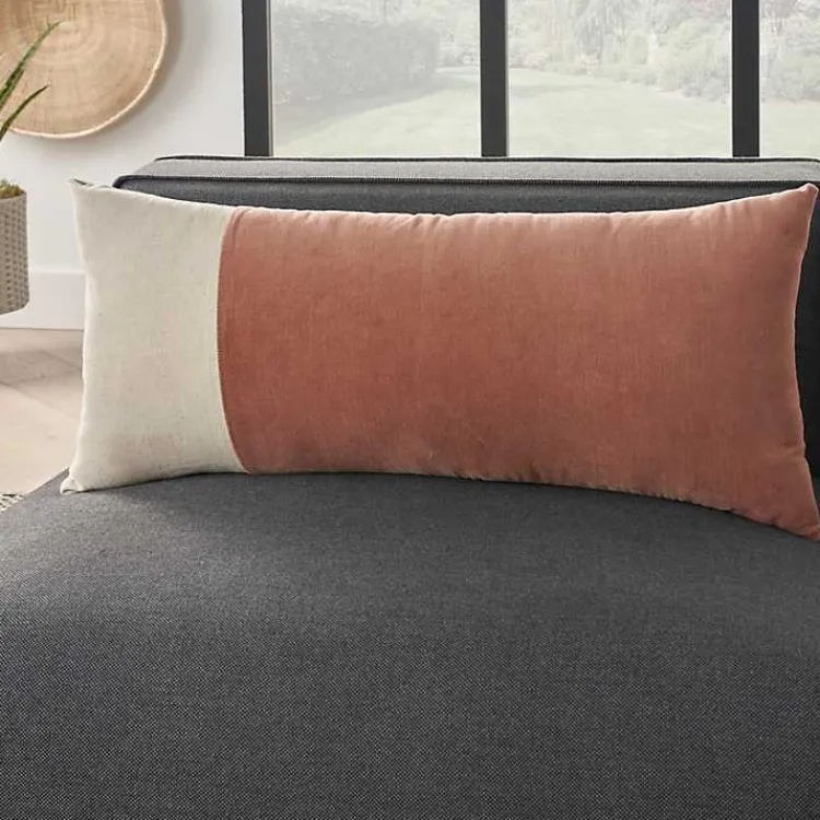 Best Rust Velvet Colorblock Lumbar Pillow Pillows
