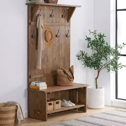 Kirklands Home Entryway Furniture|Rustic Acacia Wood Hall Tree