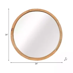 Kirklands Home Decorative Mirrors|Rustic Brown Acacia Round Wall Mirror