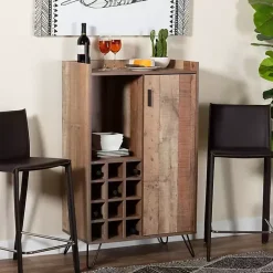 Kirklands Home Cabinets & Sideboards|Rustic Hairpin Wine Cabinet Brown