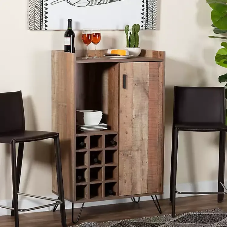 Kirklands Home Cabinets & Sideboards|Rustic Hairpin Wine Cabinet Brown
