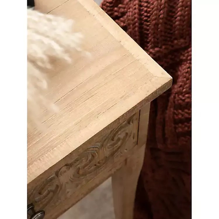 Kirklands Home Accent & End Tables|Rustic Ornate Carved Wood Accent Table Brown