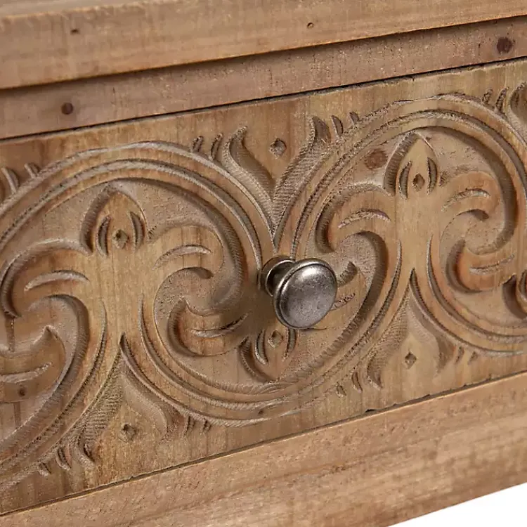 Kirklands Home Accent & End Tables|Rustic Ornate Carved Wood Accent Table Brown