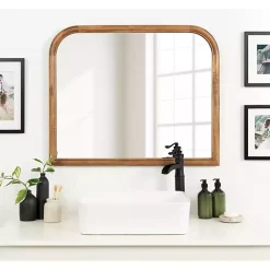 Kirklands Home Decorative Mirrors|Rustic Brown Wide Arch Wall Mirror