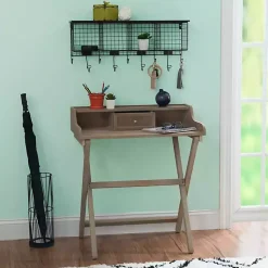 Kirklands Home Office Furniture|Rustic Wooden Folding Desk Brown