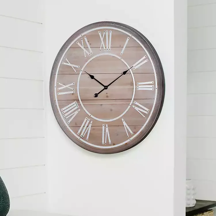 Kirklands Home Clocks|Rustic Charm Wood Wall Clock
