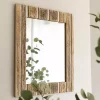 Kirklands Home Decorative Mirrors|Rustic Driftwood Striped Wall Mirror