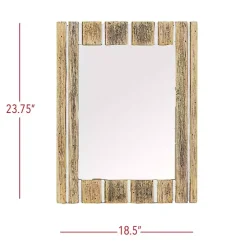 Kirklands Home Decorative Mirrors|Rustic Driftwood Striped Wall Mirror