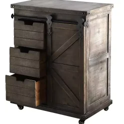 Kirklands Home Cabinets & Sideboards|Rustic Fir Wood Rolling Barn Door Cabinet Gray
