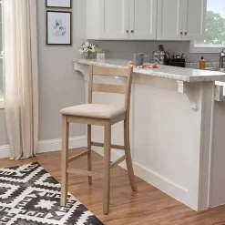 Kirklands Home Bar Stools & Counter Height Stools|Rustic Graywash Wood Upholstered Bar Stool Brown