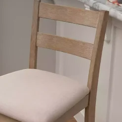 Kirklands Home Bar Stools & Counter Height Stools|Rustic Graywash Wood Upholstered Bar Stool Brown