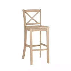 Kirklands Home Bar Stools & Counter Height Stools|Rustic Graywash Wood X Back Bar Stool Brown