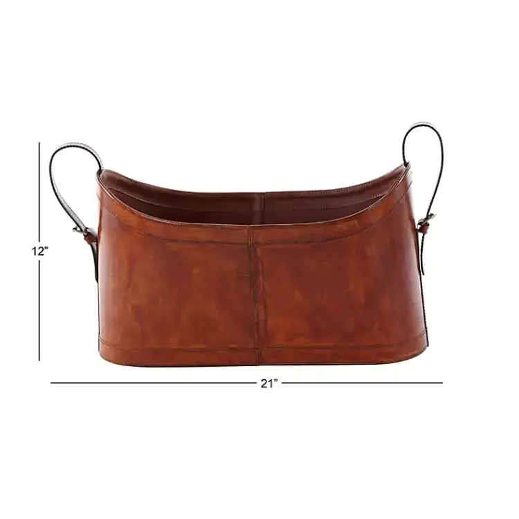 Outlet Rustic Leather Magazine Basket Baskets & Boxes