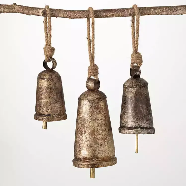 Clearance Rustic Metal Bell Ornaments, Set of 3 Christmas Decorations