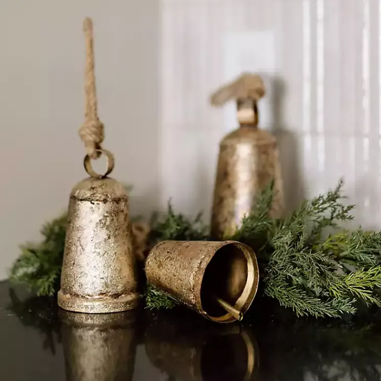 Clearance Rustic Metal Bell Ornaments, Set of 3 Christmas Decorations
