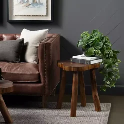 Kirklands Home Accent & End Tables|Rustic Natural Woodland Accent Table Brown