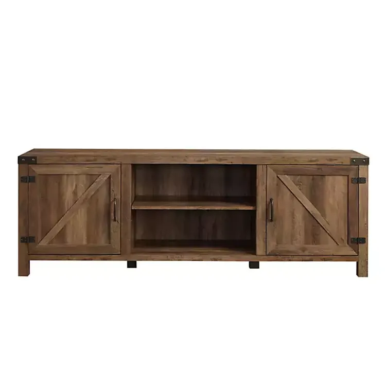 Kirklands Home Tv Stands & Media Consoles|Rustic Oak Barn Door TV Stand Brown