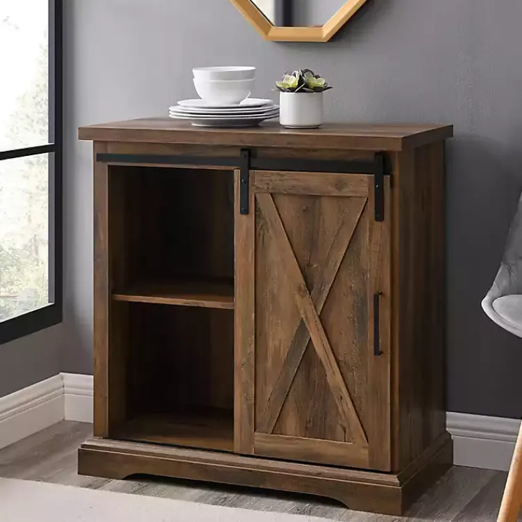Kirklands Home Cabinets & Sideboards|Rustic Oak Sliding Barn Door Cabinet Brown