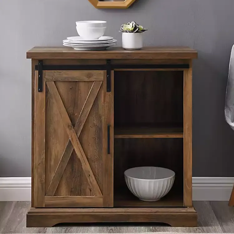 Kirklands Home Cabinets & Sideboards|Rustic Oak Sliding Barn Door Cabinet Brown
