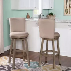 Kirklands Home Bar Stools & Counter Height Stools|Rustic Taupe Upholstered Swivel Bar Stool Tan