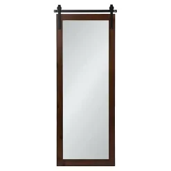 Kirklands Home Decorative Mirrors|Rustic Walnut Barn Door Wall Mirror