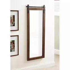 Kirklands Home Decorative Mirrors|Rustic Walnut Barn Door Wall Mirror