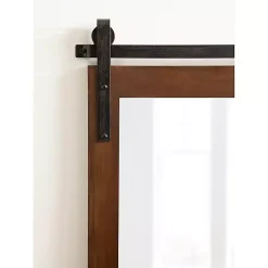 Kirklands Home Decorative Mirrors|Rustic Walnut Barn Door Wall Mirror