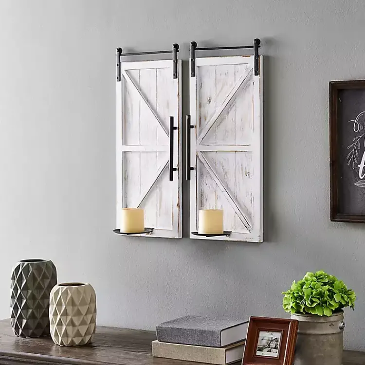 Best Rustic White Barn Door Sconces, Set of 2 Sconces