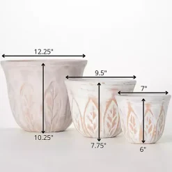 Kirklands Home Planters|Rustic Leaf Clay Planters, Set of 3 White